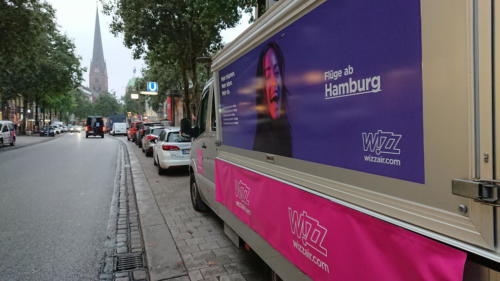 Wizz Air Promotion 2019 in Hamburg mit dem großen Kaffeemobil.
